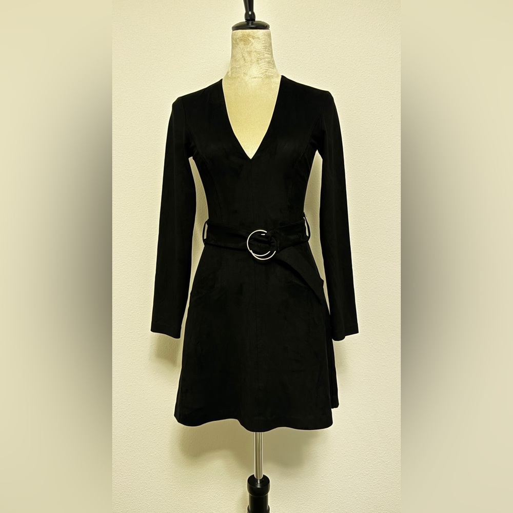 Zara Black Long Sleeve Dress with Belt